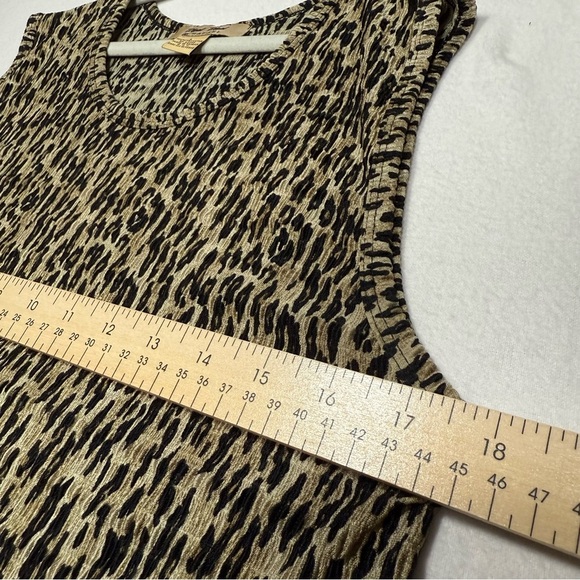 Pleat Pleat VTG Crinkle leopard Tank Top Black large vintage - Picture 4 of 8
